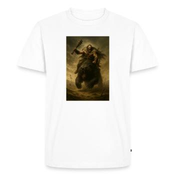 Guerrier Barbare sur Ours Brun – Illustration Fant - T-shirt Premium bio Homme - blanc - Devant - Nico (187cm)