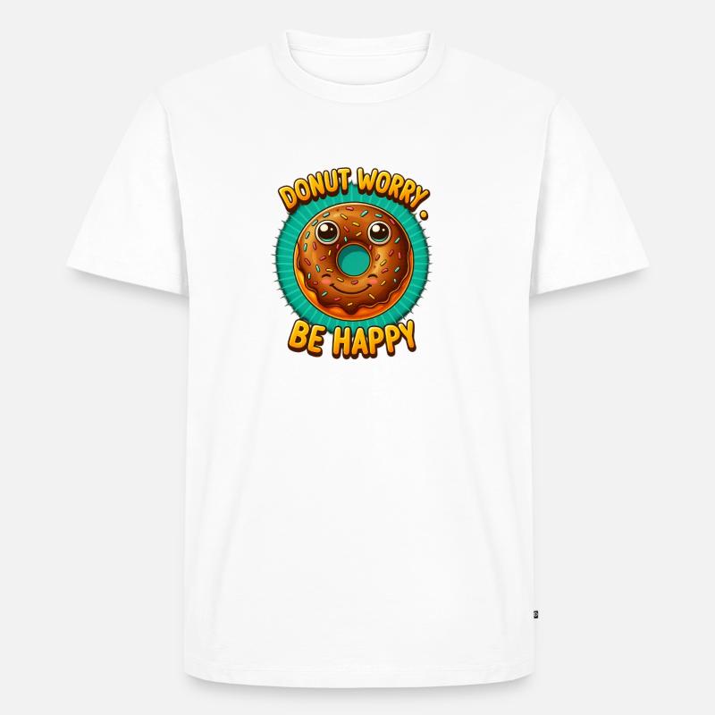 Donut Worry be happy  - Männer Premium Bio T-Shirt - Weiß