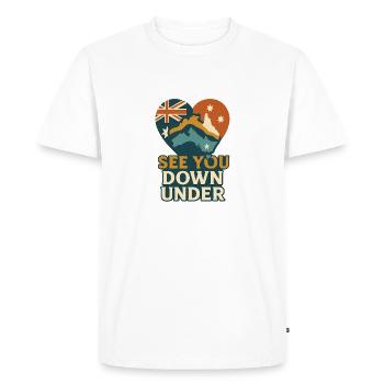 See You Down Under – Australia Shirt - Men's Premium Organic T-Shirt - white - Front - Nico (187cm)