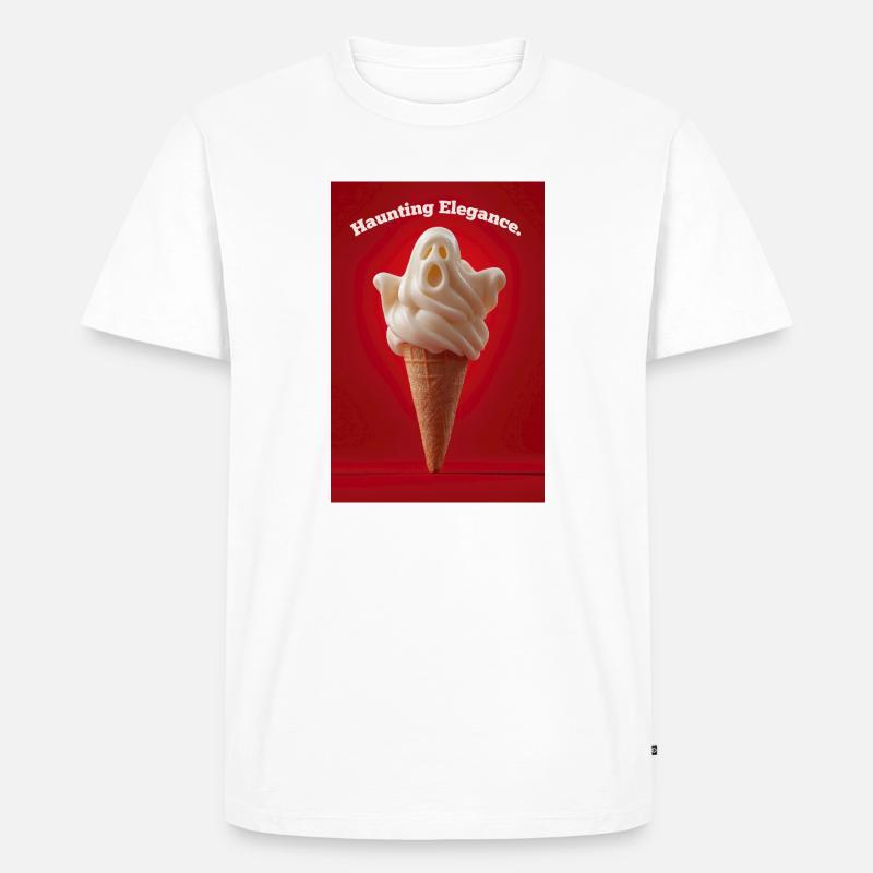 Spukende Eiswaffel - Männer Premium Bio T-Shirt - Weiß