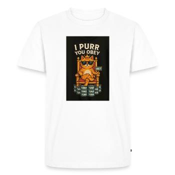 Commandes du roi des chats avec du thon - T-shirt Premium bio Homme - blanc - Devant - Nico (187cm)