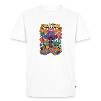 PURA VIDA SHROOM WORLD - T-shirt Premium bio Homme - blanc - Devant - Nico (187cm)