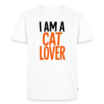 Amoureux des chats Néon - T-shirt Premium bio Homme - blanc - Devant - Nico (187cm)