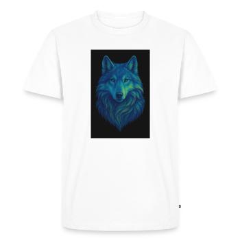 Neon Wolf Colored Wolf Portrait - Men's Premium Organic T-Shirt - white - Front - Nico (187cm)