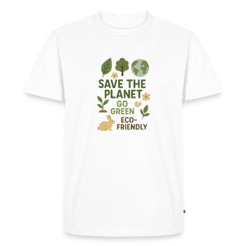 Sauvez la planète Passez au vert Respectueux de l’environnement - T-shirt Premium bio Homme - blanc - Devant - Nico (187cm)