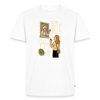 Accompagner Mamie Karin à la maison - T-shirt Premium bio Homme - blanc - Devant - Nico (187cm)