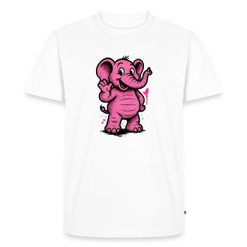 Pink Elephant Cartoon Character Joy - Men's Premium Organic T-Shirt - white - Front - Nico (187cm)
