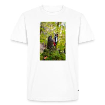 Pic sur souche de forêt moussue - T-shirt Premium bio Homme - blanc - Devant - Nico (187cm)
