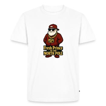 FRESH PRINCE OF THE NORTH POLE : Père Noël Hip-Hop - T-shirt Premium bio Homme - blanc - Devant - Nico (187cm)