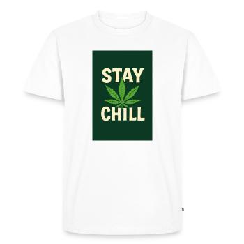 Stay Chill Cannabis Leaf - Men's Premium Organic T-Shirt - white - Front - Nico (187cm)