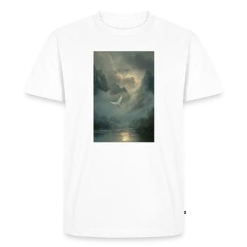 Mistbound Flight Over Mountain Veil - Men's Premium Organic T-Shirt - white - Front - Nico (187cm)