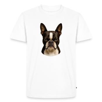 Vue impressionnante sur le Boston Terrier - T-shirt Premium bio Homme - blanc - Devant - Nico (187cm)