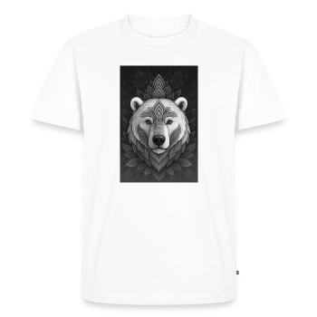 Mandala géométrique de tête d’ours - T-shirt Premium bio Homme - blanc - Devant - Nico (187cm)