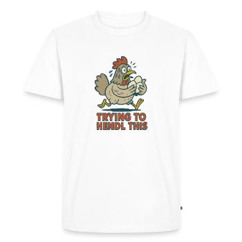 essayer de faire ce drôle de dicton fou de poulet - T-shirt Premium bio Homme - blanc - Devant - Nico (187cm)