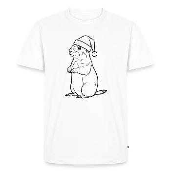 Christmas Meerkat with Hat – Cute Design - Men's Premium Organic T-Shirt - white - Front - Nico (187cm)