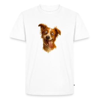 Chien rieur avec langue - T-shirt Premium bio Homme - blanc - Devant - Nico (187cm)