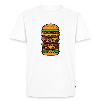 Burger large XXL - Men's Premium Organic T-Shirt - white - Front - Nico (187cm)