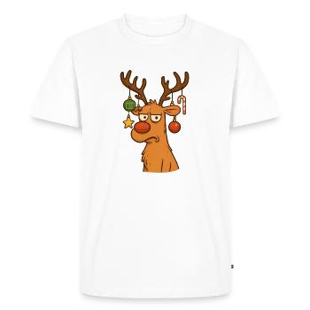Renne avec décorations de Noël Dessin animé - T-shirt Premium bio Homme - blanc - Devant - Nico (187cm)