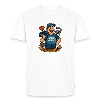 Rohrreiniger Hero Wir Machen Frei - Men's Premium Organic T-Shirt - white - Front - Nico (187cm)