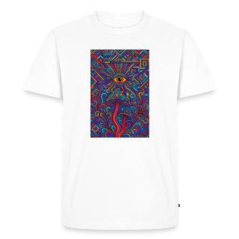 Psychedelic Eye and Mushrooms - T-shirt Premium bio Homme - blanc - Devant - Nico (187cm)