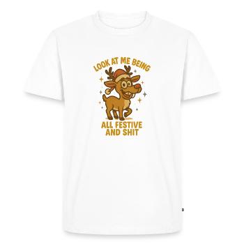Look At Me tout festif et tout ça - T-shirt Premium bio Homme - blanc - Devant - Nico (187cm)