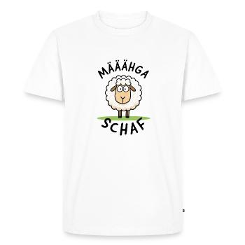 Mouton Mähga – Motif drôle de mouton - T-shirt Premium bio Homme - blanc - Devant - Nico (187cm)