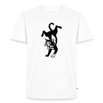 Saut de la silhouette du chat - T-shirt Premium bio Homme - blanc - Devant - Nico (187cm)