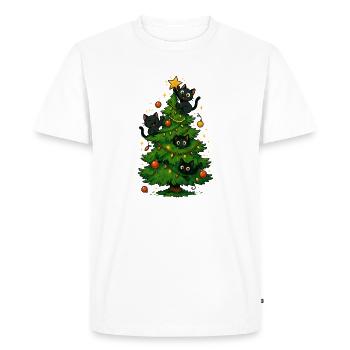 Black cats on the Christmas tree - Men's Premium Organic T-Shirt - white - Front - Nico (187cm)