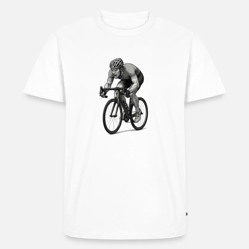 Rennrad Sprinter Comic Illustration - Männer Premium Bio T-Shirt - Weiß