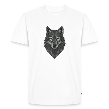 Tête de loup gris géométrique - T-shirt Premium bio Homme - blanc - Devant - Nico (187cm)