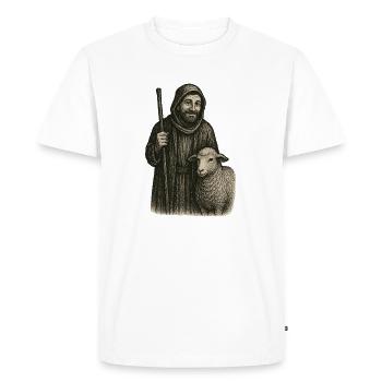 The Good Shepherd – Timeless Vintage Illustration - Men's Premium Organic T-Shirt - white - Front - Nico (187cm)