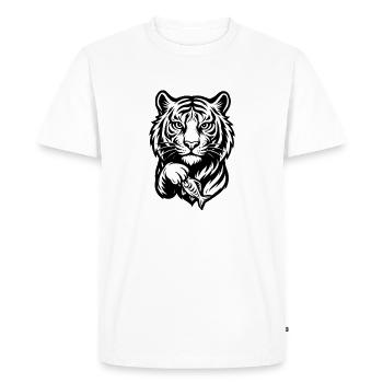 White Tiger Print Motif - Men's Premium Organic T-Shirt - white - Front - Nico (187cm)