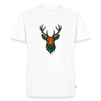 Deer Head Neon Art - Men's Premium Organic T-Shirt - white - Front - Nico (187cm)
