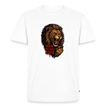 Lion avec les lettres Men Without Bats - T-shirt Premium bio Homme - blanc - Devant - Nico (187cm)