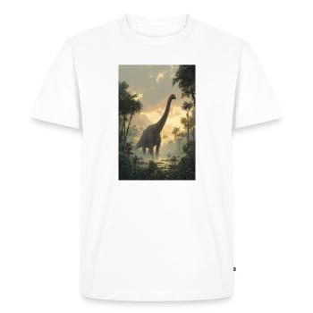 Dinosaur Dawn in Jungle - Men's Premium Organic T-Shirt - white - Front - Nico (187cm)