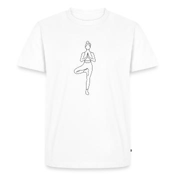 Yoga silhouette in lotus step - Men's Premium Organic T-Shirt - white - Front - Nico (187cm)