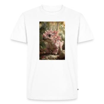 Pink Stegosaurus in Ember Forest - Men's Premium Organic T-Shirt - white - Front - Nico (187cm)