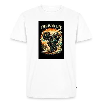 Motorcycle in action - Men's Premium Organic T-Shirt - white - Front - Nico (187cm)
