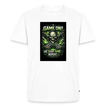 Game On Skull Neon Gamer - Men's Premium Organic T-Shirt - white - Front - Nico (187cm)