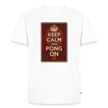 Keep Calm and Pong On / Ping - T-shirt Premium bio Homme - blanc - Devant - Nico (187cm)