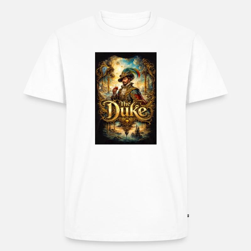 Das Herzogsbarockporträt mit Glas - Männer Premium Bio T-Shirt - Weiß