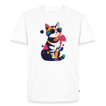 Motif pop art Chat avec lunettes de soleil Cool Cats - T-shirt Premium bio Homme - blanc - Devant - Nico (187cm)