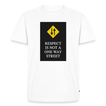 Le respect n’est pas à sens unique - T-shirt Premium bio Homme - blanc - Devant - Nico (187cm)