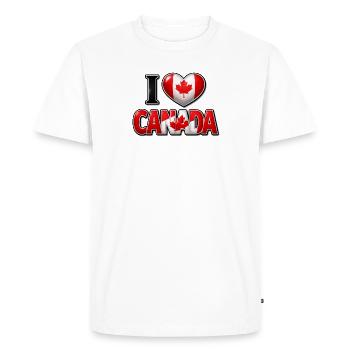 I Love Canada – Heart with Maple Leaf - Men's Premium Organic T-Shirt - white - Front - Nico (187cm)