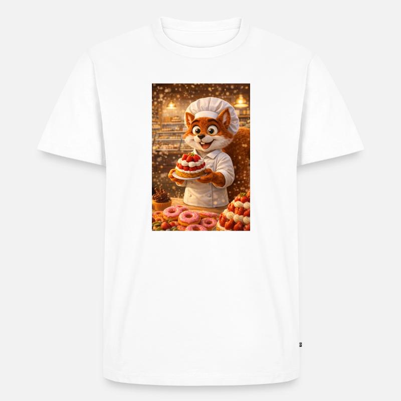 Herr l'écureuil Konditor, Gourmetatmosphäre - Männer Premium Bio T-Shirt - Weiß
