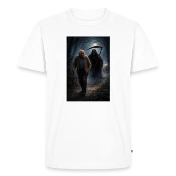 La mort me suit - T-shirt Premium bio Homme - blanc - Devant - Nico (187cm)