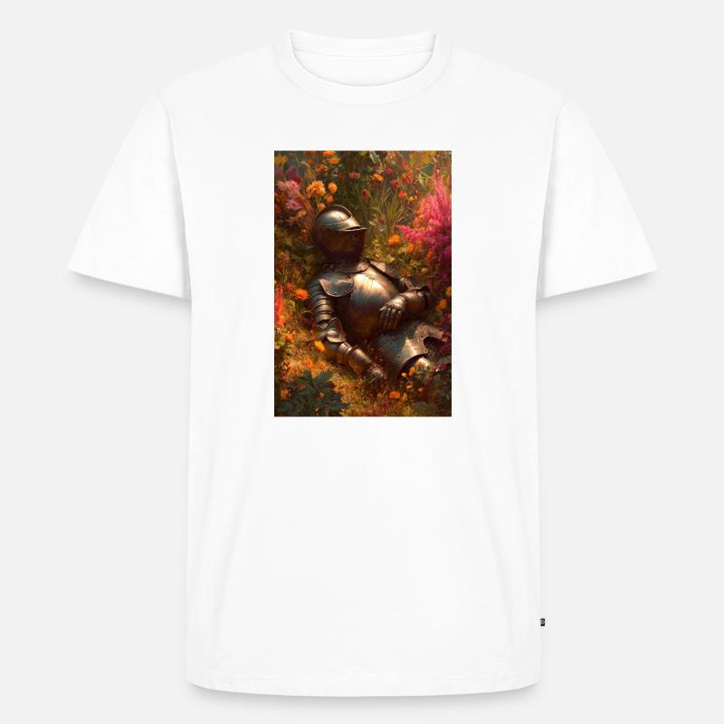 Ritter im Blumengarten - Männer Premium Bio T-Shirt - Weiß