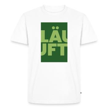 Course - Vert majuscule faute de frappe vert foncé - T-shirt Premium bio Homme - blanc - Devant - Nico (187cm)