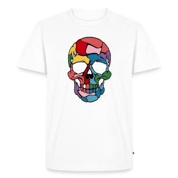 Estampe artistique colorée et stylée de crâne - T-shirt Premium bio Homme - blanc - Devant - Nico (187cm)