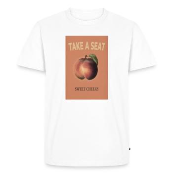 Sweet Cheeks Peach – Ambiances d’été - T-shirt Premium bio Homme - blanc - Devant - Nico (187cm)